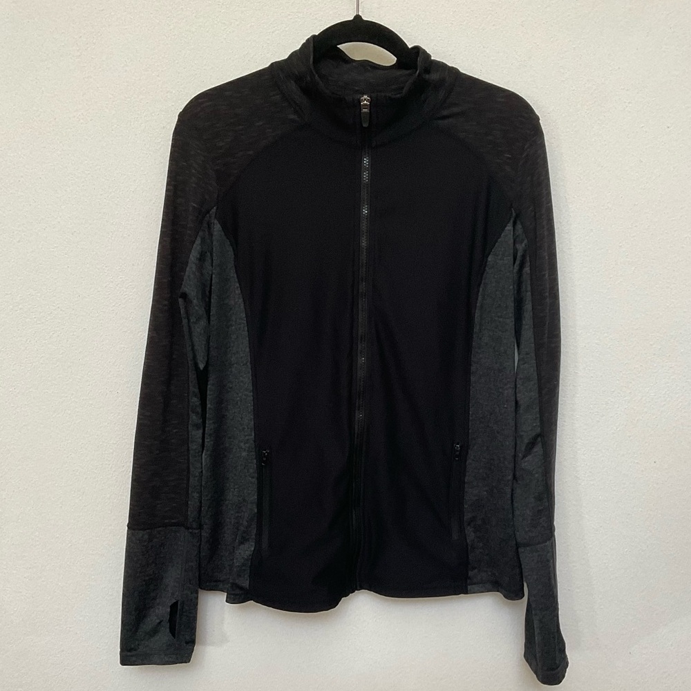 Xersion Black Slim Fit Full Zip Jacket Size Large Athletic Gym Workout